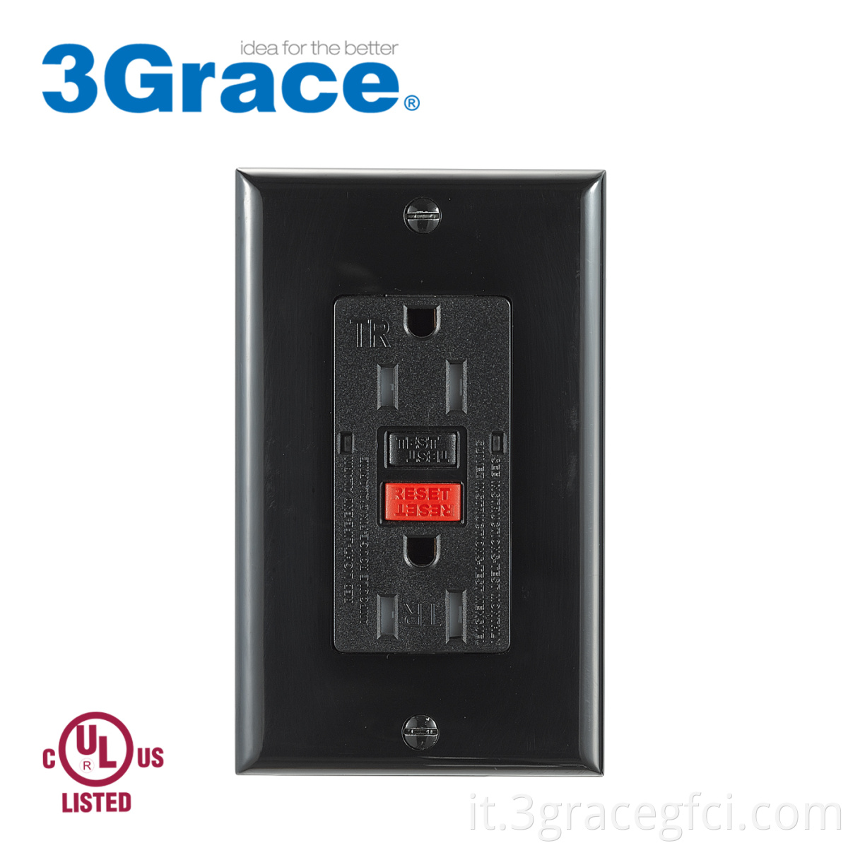 TST15 GFCI receptacle with wall plate black